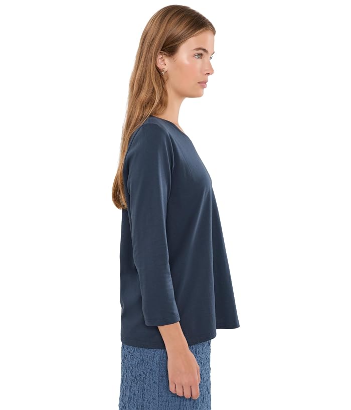 Eileen Fisher Organic Pima Cotton Jersey Round Neck Tee - Image 3