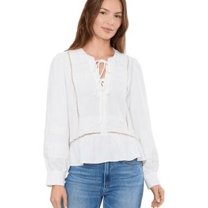 Vince Camuto Lace Yoke Tie Front Long Sleeve