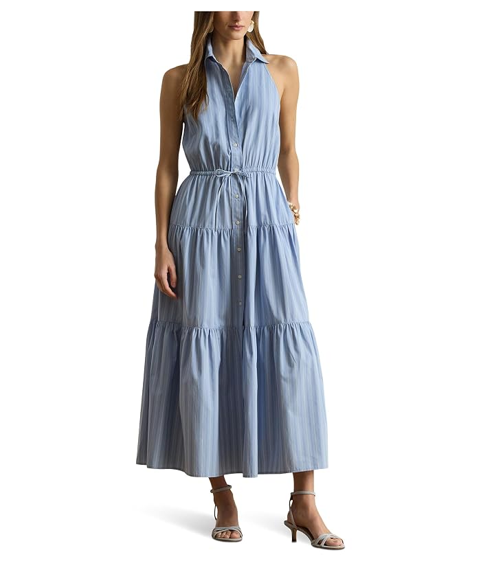 Lauren Ralph Lauren Striped Broadcloth Tiered Shirtdress
