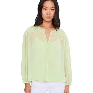 Vince Camuto Half Placket Shirred Yoke Blouse