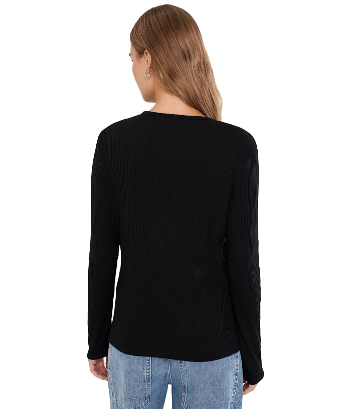 Michael Stars Mabel Long Sleeve Ribbed Henley - Image 4