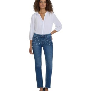 NYDJ Petite Marilyn Straight Jeans in Lake Notre-Dame