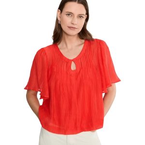 Vince Camuto Front Cutout Flutter Sleeve Blouse