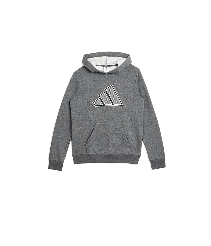 adidas Kids Mesh 3-Bar Heather Hooded Pullover (Big Kid)