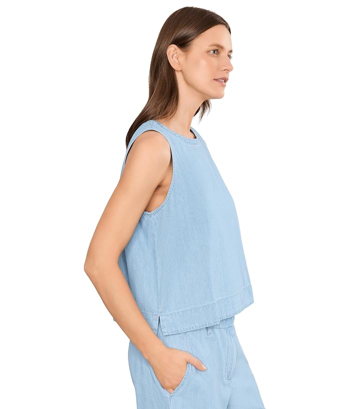 Eileen Fisher Lightweight Organic Cotton Denim Round Neck Shell - Image 3