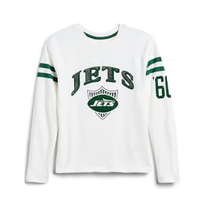 Junk Food Clothing Kids NFL New York Jets Striped Yoke Long Sleeve Tee (Little Kid/Big Kid)