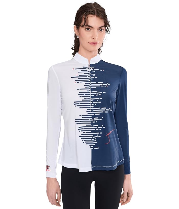 Jamie Sadock Sunsense Positive-Negative Split Tone Long Sleeve Top