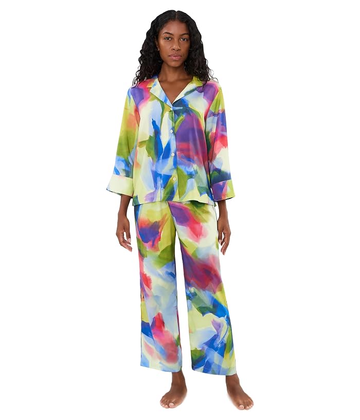 Natori Kumo - Printed Stretch Satin Notch Pajama Set