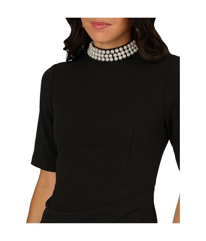 Adrianna Papell Embellished Crepe Short Dress - Image 3