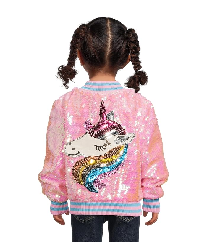 Lola and The Boys Pretty In Pink Unicorn Sequin Bomber (Toddler/Little Kid/Big Kid) - Image 2