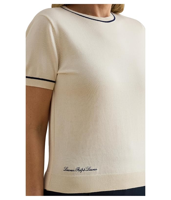 Lauren Ralph Lauren Plus Size Two-Tone Short Sleeve Sweater - Image 3