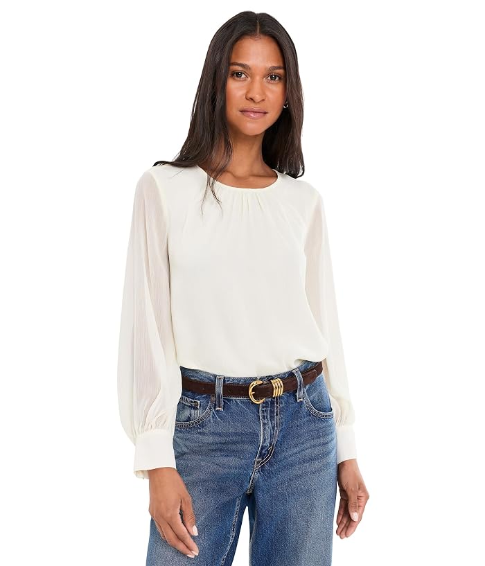 Vince Camuto Gathered Crew Neck Long Sleeve Blouse
