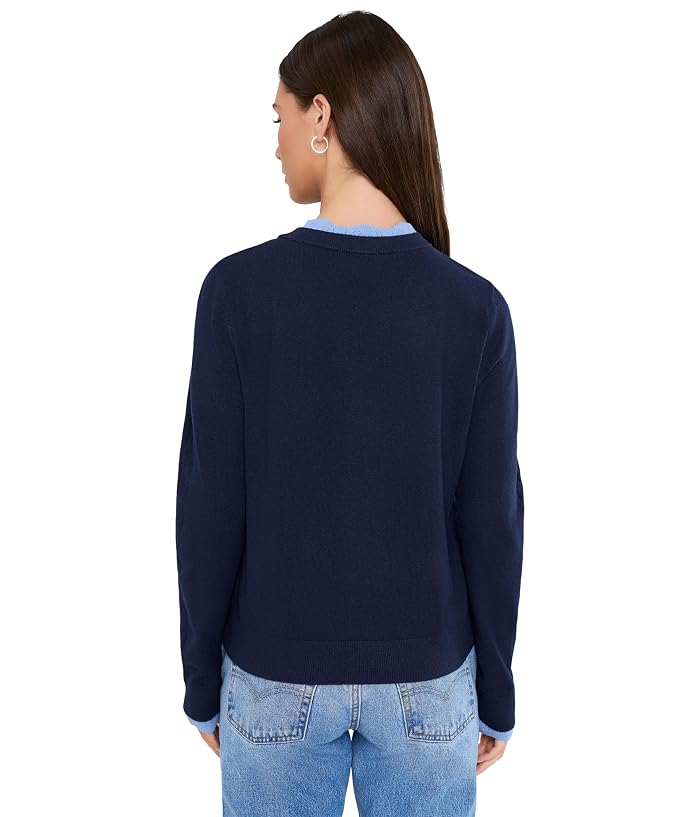 CeCe Long Sleeve Crew Neck Cardigan with Lace Trim - Image 4