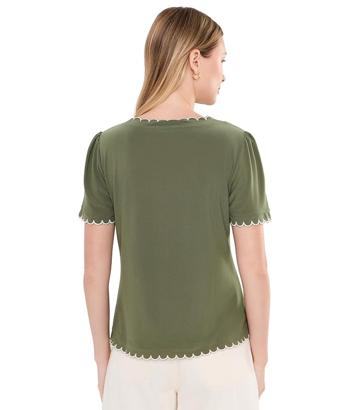 CeCe Puff Short Sleeve Top With Scallop Neck And Cuff - Image 4