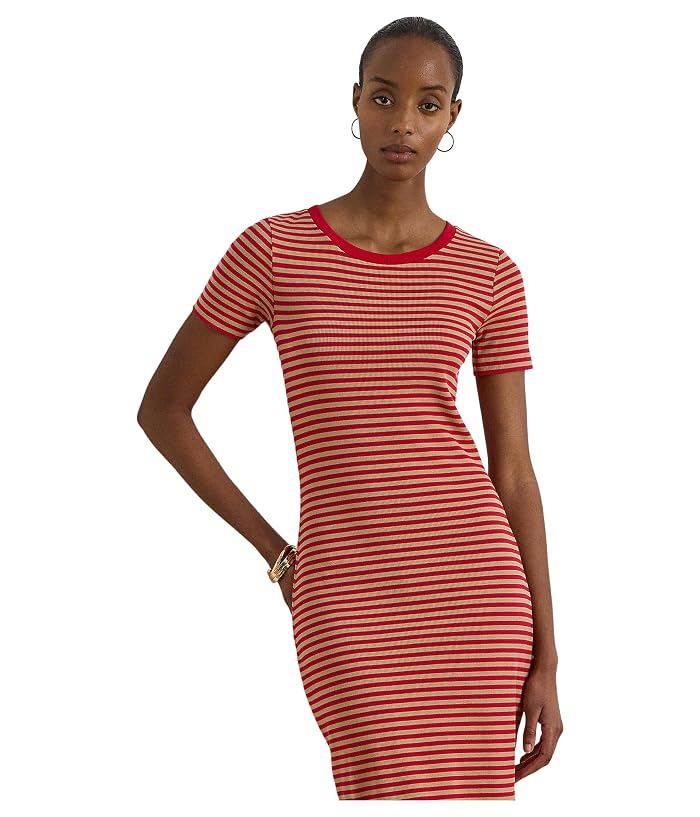 Lauren Ralph Lauren Striped Cotton-Blend Ribbed Tee Dress - Image 3