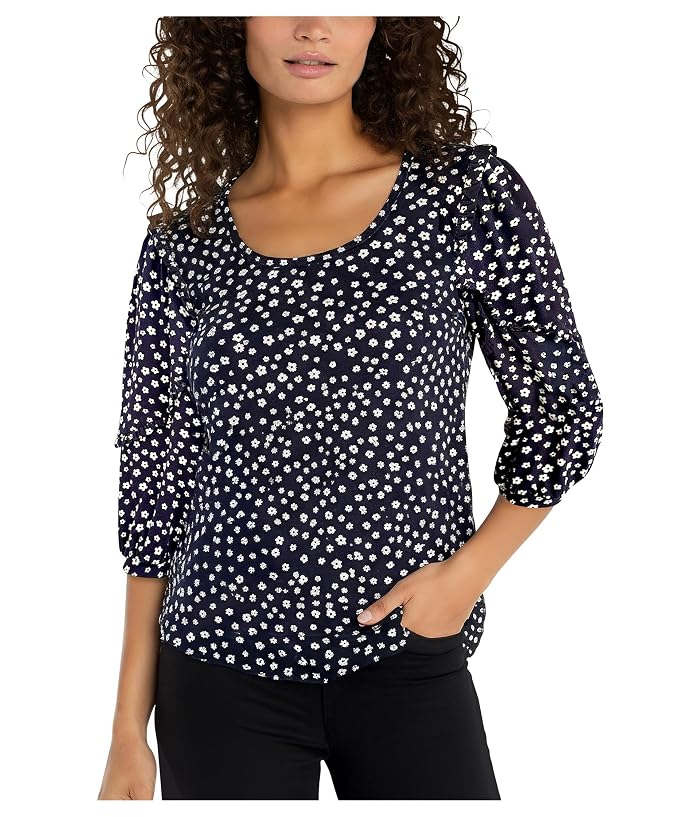 Liverpool Los Angeles Mid-length Ruffle Sleeve Scoop Neck Knit Top - Image 4