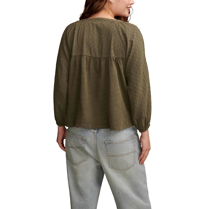 Lucky Brand Knit Mix Peasant Blouse - Image 2