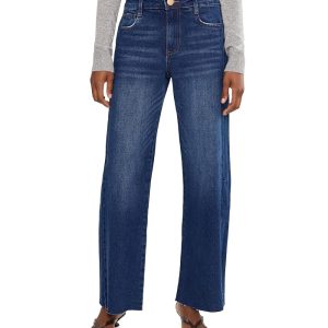 KUT from the Kloth Meg High-Rise Wide Leg Side Panel Raw Hem