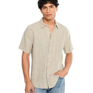 Vince Ballston Stripe Short Sleeve Hemp Shirt