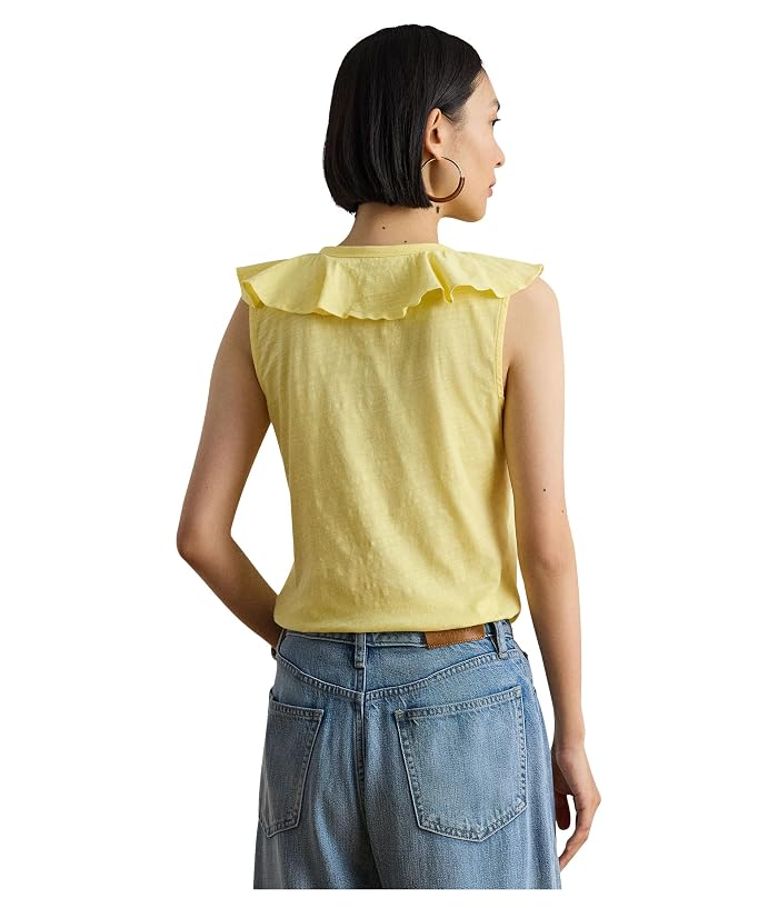 Lauren Ralph Lauren Ruffle-trim Slub Jersey Sleeveless Top - Image 3