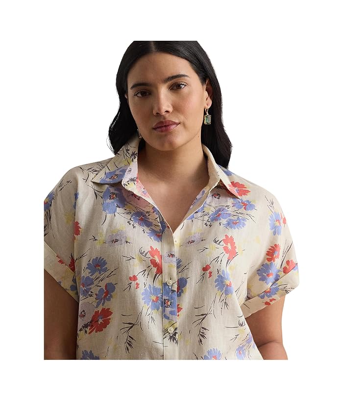 Lauren Ralph Lauren Plus Size Relaxed Fit Floral Short Sleeve Shirt - Image 4