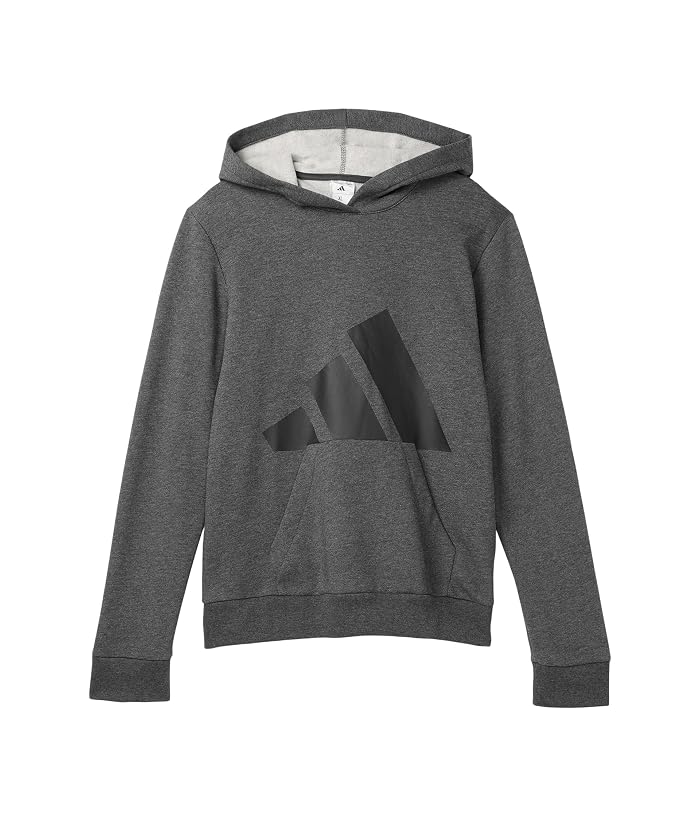 adidas Kids Essential Big Logo Fleece Heather Hooded Pullover (Big Kid)