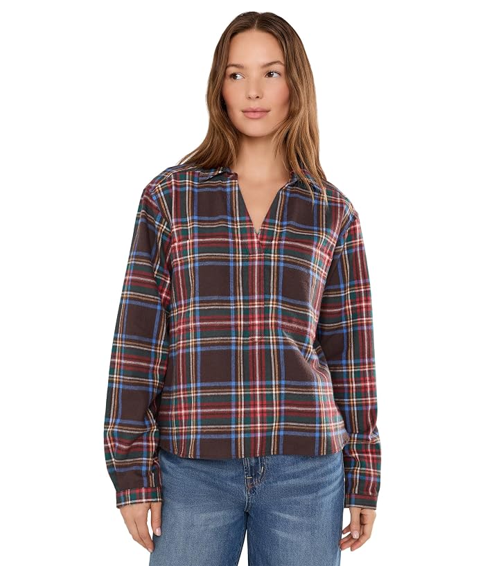 L.L.Bean Scotch Plaid Shirt Y Neck