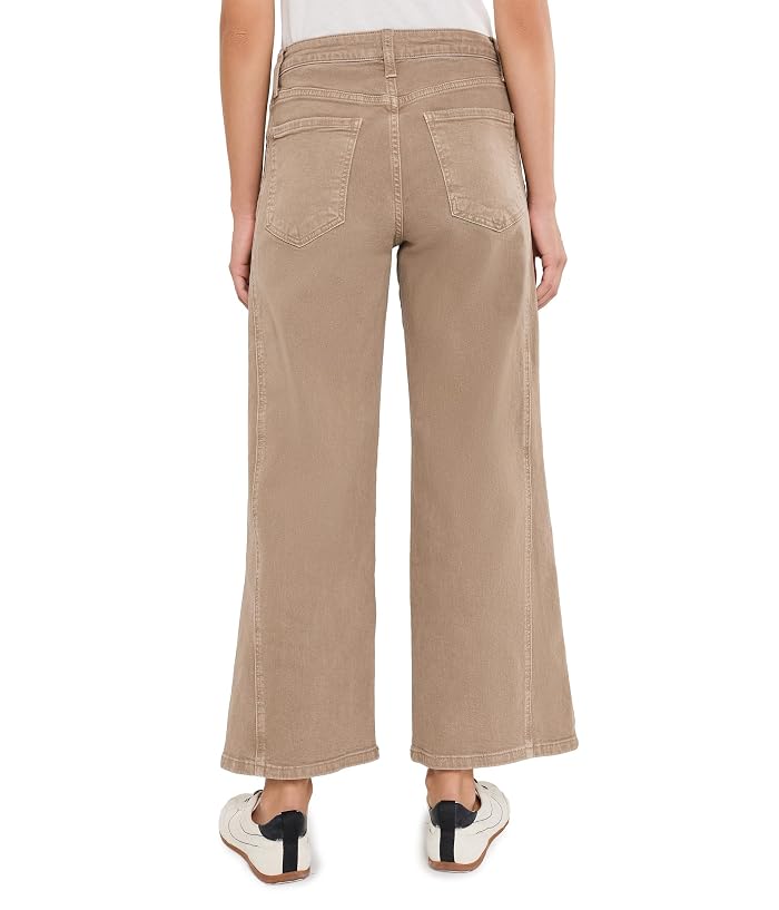 KUT from the Kloth Petite Meg High-Rise Wide Leg Side Panel in Milk Tea - Image 4
