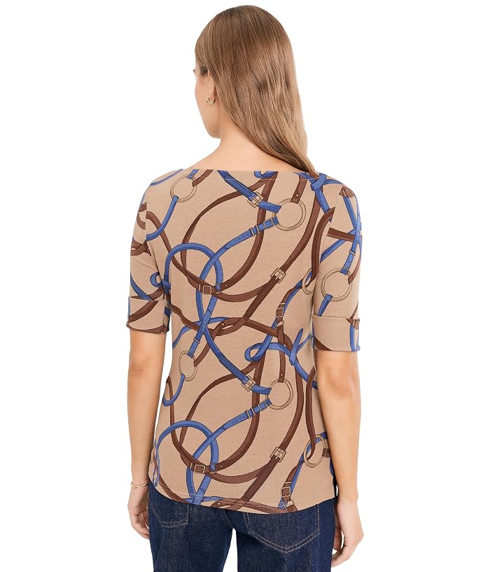 Lauren Ralph Lauren Petite Belting-Print Cotton Boatneck Tee - Image 4