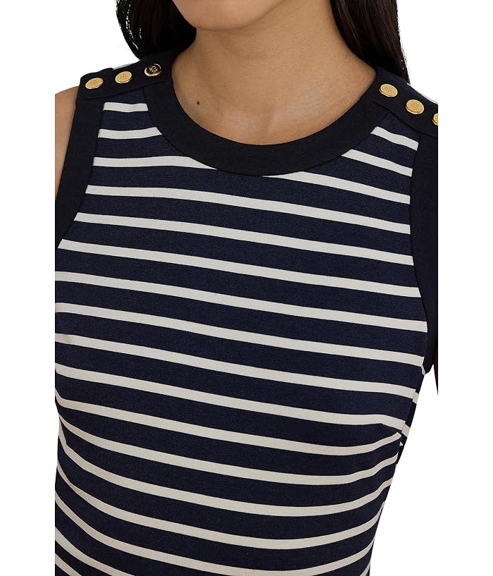Lauren Ralph Lauren Striped Snap-Trim Ponte Sheath Dress - Image 4