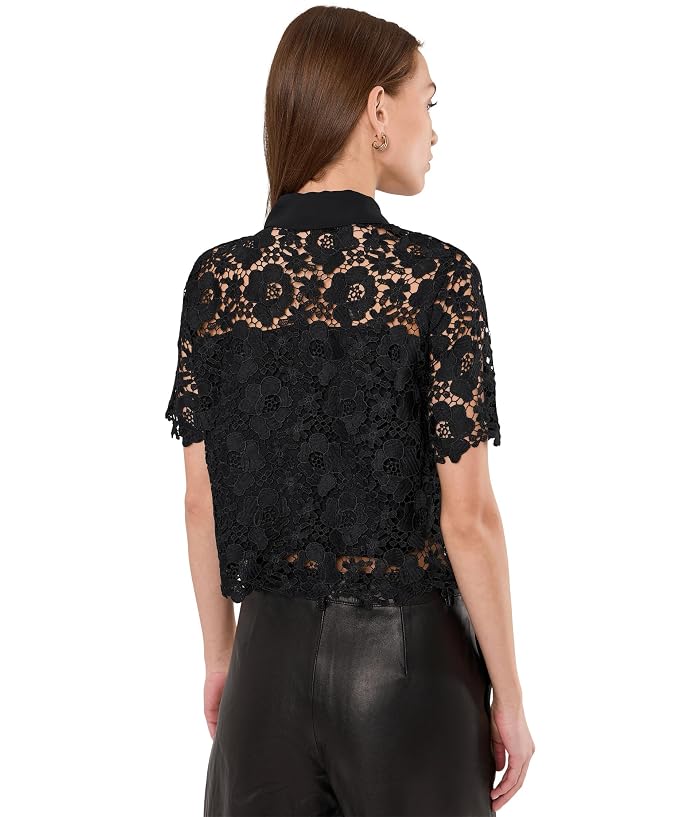 CeCe Patch Pocket Short Sleeve Lace Button Down - Image 4