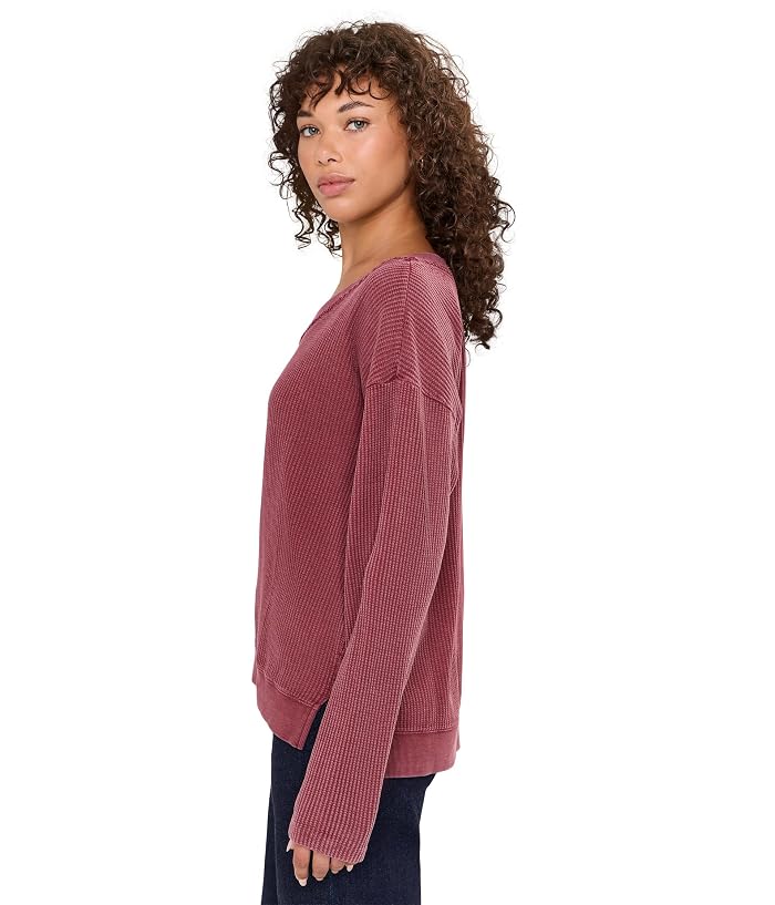 Mod-o-doc Long Sleeve V-Neck Waffle Texture Sweatshirt - Image 3