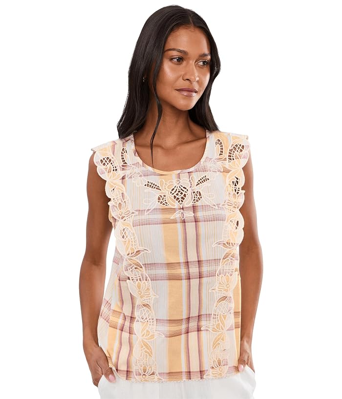 Liverpool Los Angeles Cap Sleeve Dolman Embroidered Woven Top