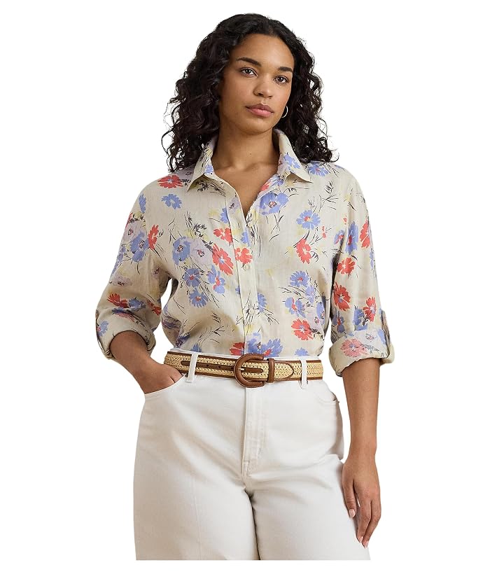 Lauren Ralph Lauren Plus Size Relaxed Fit Floral Linen Shirt