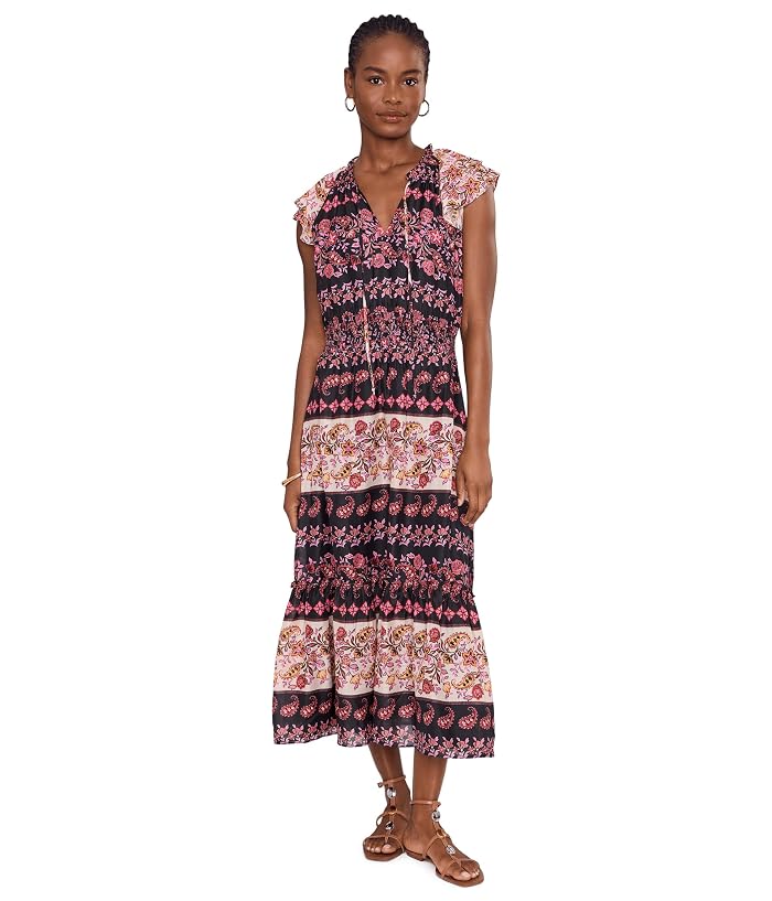 CeCe Double Flutter Sleeve Paisley Midi Dress