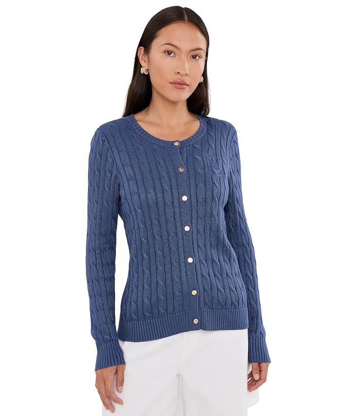 Lauren Ralph Lauren Petite Cable-Knit Cotton-Blend Cardigan