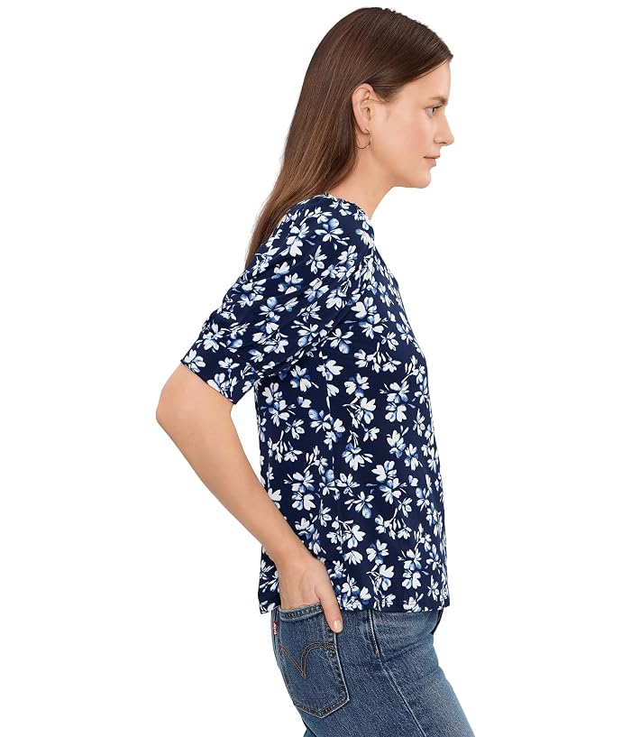CeCe Elbow Sleeve Crew Neck Shirred Knit Top - Image 3