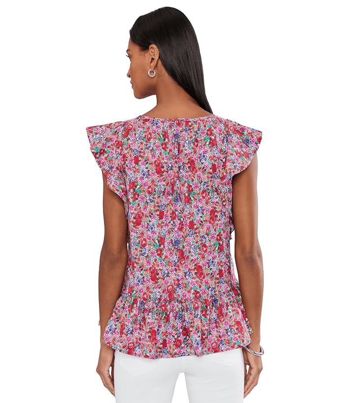 Liverpool Los Angeles Flutter Sleeve Peplum Woven Top with Ties - Image 4