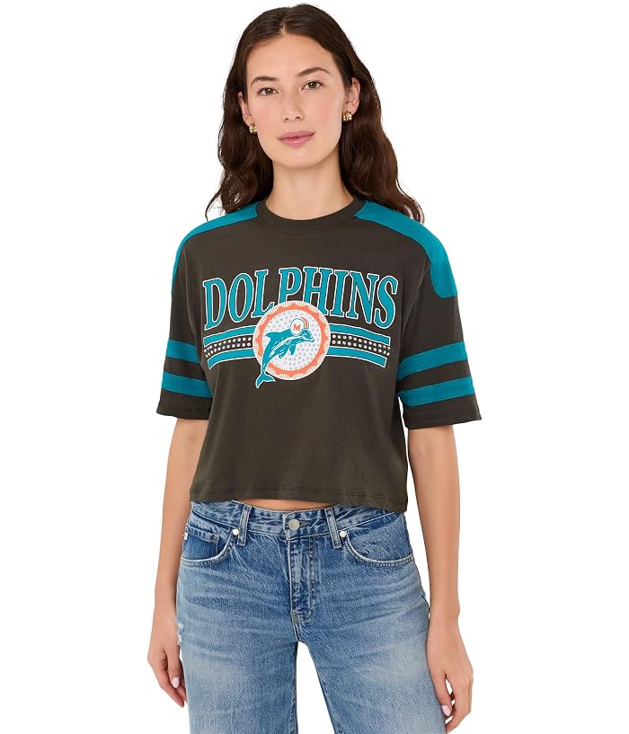 Junk Food Clothing NFL Miami Dolphins Bling Striped Crop Tee