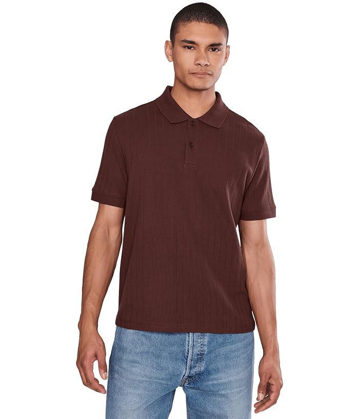 Vince Drop Needle Stripe Short Sleeve Polo