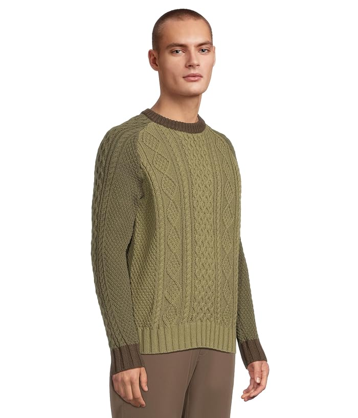L.L.Bean Signature Cotton Fisherman Sweater, Crewneck, Colorblock - Image 2