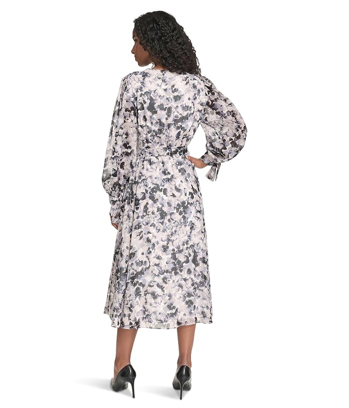 Calvin Klein V-Neck Long Sleeve Chiffon Midi - Image 3