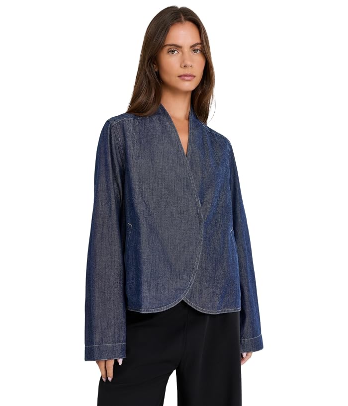 Eileen Fisher Lightweight Organic Cotton Denim Curved Front Jacket