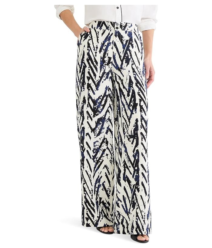 NIC+ZOE Petite 31" Indigo Crosshatch Linen Wide Leg Pants