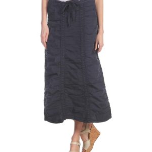 XCVI Stretch Poplin Double Shirred Panel Skirt