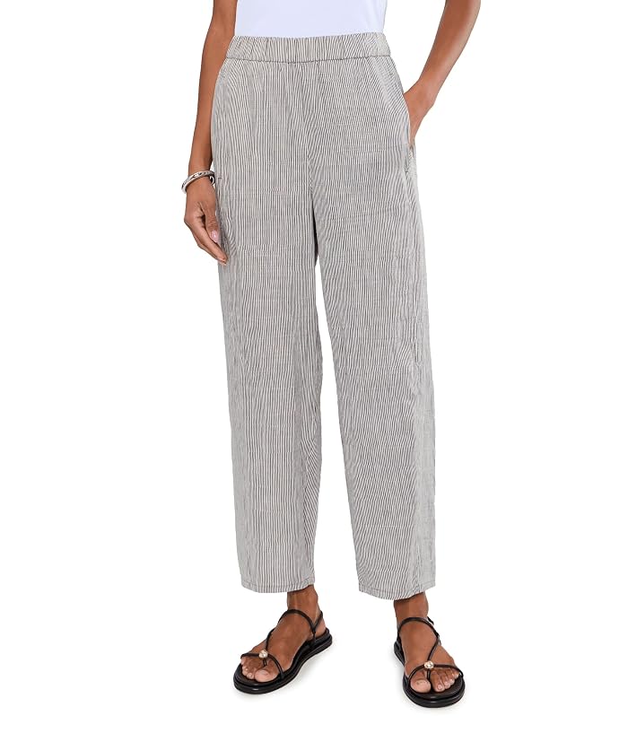 Eileen Fisher Striped Organic Linen Sheen Ankle Lantern Pants