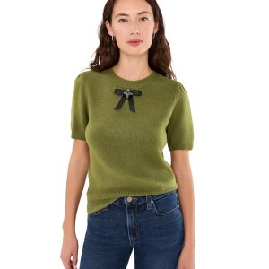 CeCe Bow Short Sleeve Crew Neck