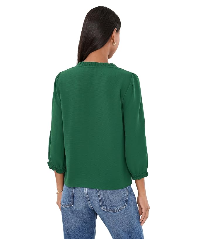 CeCe 3/4 Sleeve Ruffled V-Neck Blouse - Image 4