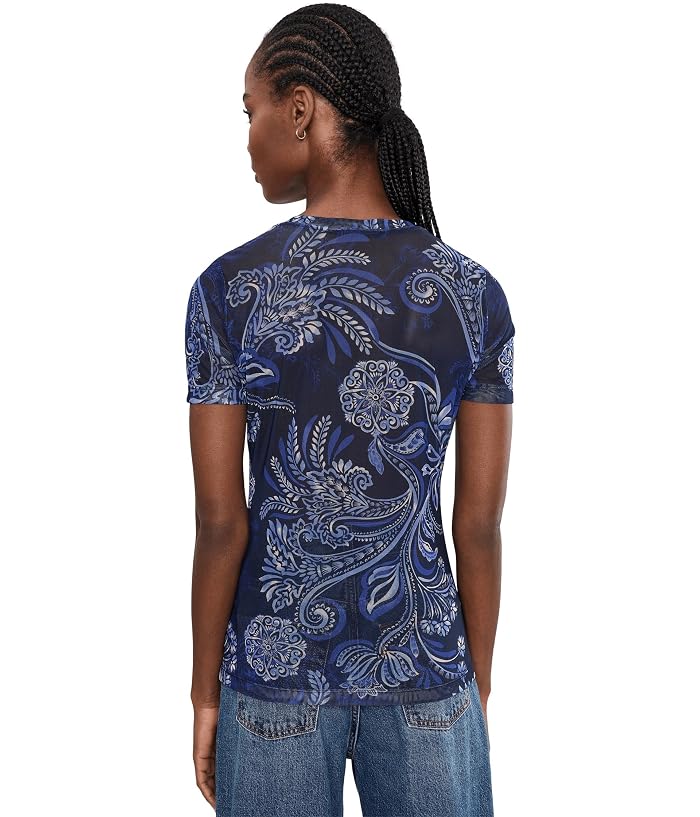 Johnny Was Short Sleeve Mesh V-neck Tee - Miko - Image 4