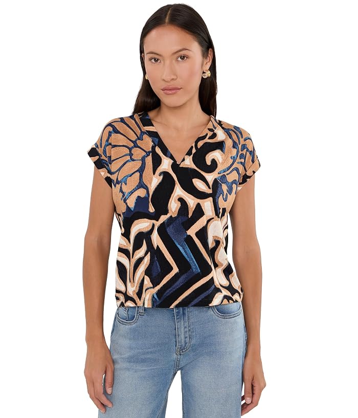NIC+ZOE Petite Deco Blooms Cap Sleeve Tee